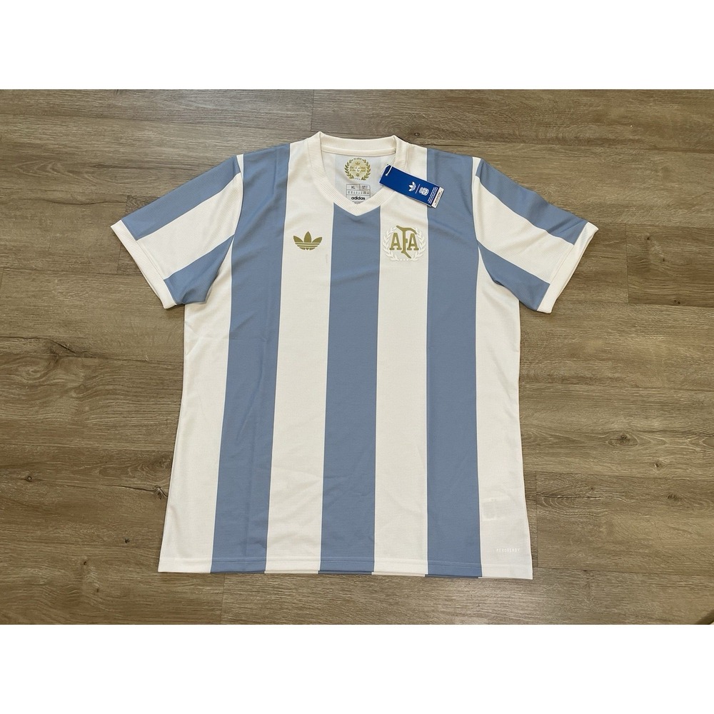 NWT ADIDAS ARGENTINA RETRO ANNIVERSARY Mens Sz XL Soccer Football JERSEY WHITE